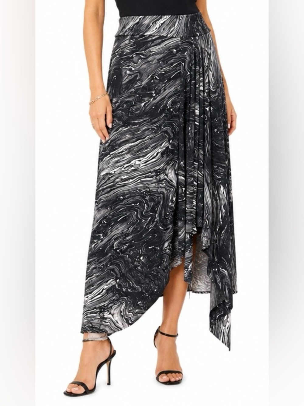 Michael Kors Marbled Waterfall Asymmetrical Maxi Skirt XS